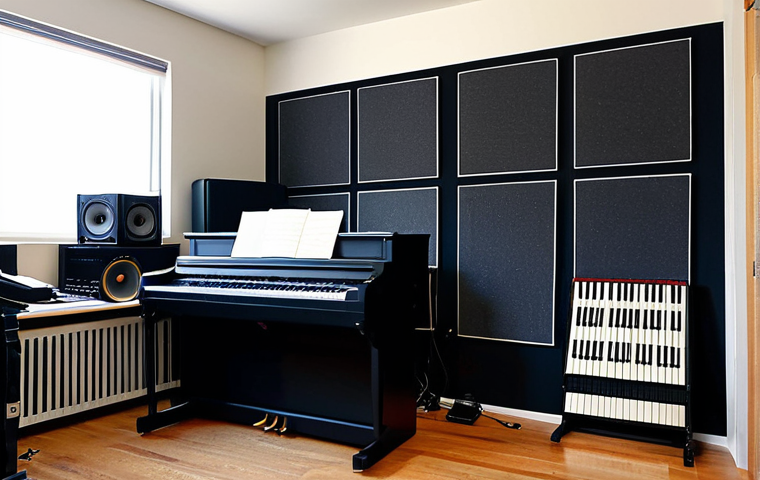 **

A composer in their music studio. The composer is surrounded by various instruments like a piano, guitar, and mixing equipment. The studio has soundproofing panels on the wall. The composer is fully clothed in modest, professional attire, working on a musical score. Natural lighting. Safe for work, appropriate content, professional, perfect anatomy, correct proportions, well-formed hands, proper finger count, natural body proportions.

**